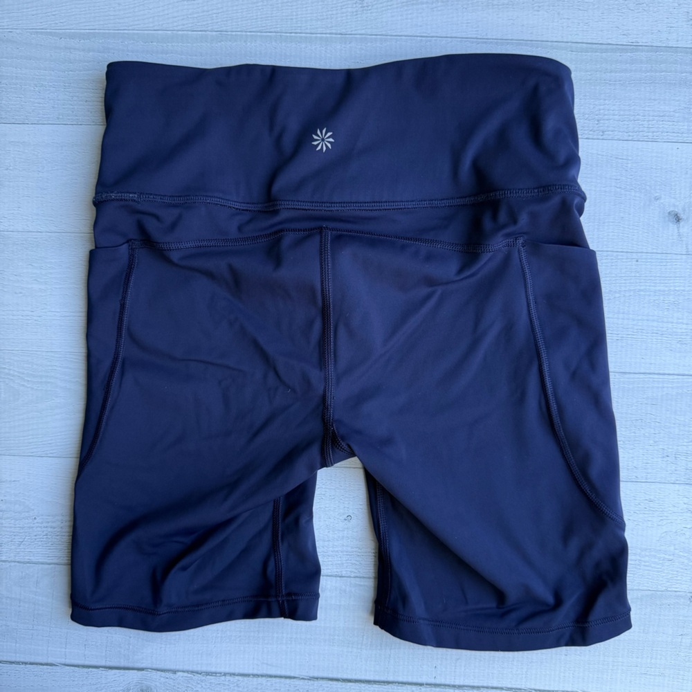 Athleta Ultimate Stash 7” Women's Blue Bike Short Size S - Picture 2 of 9